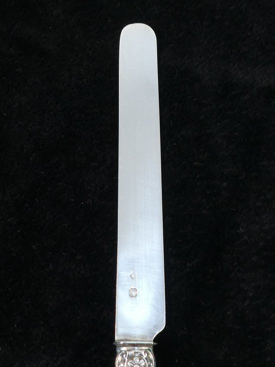 6 dessert knives blade and handle in SOLID SILVER
