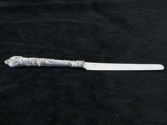 6 dessert knives blade and handle in SOLID SILVER