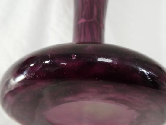  Large ART DECO Vase with DAHLIAS signed LE VERRE FRANCAIS /SCHNEIDER