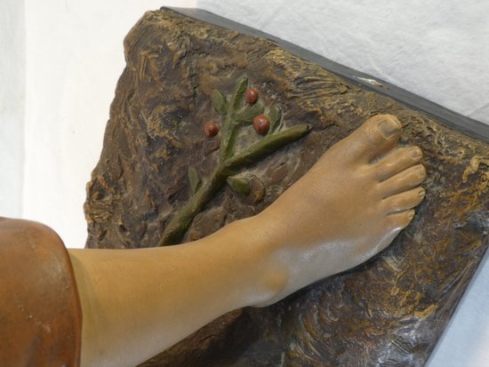 Joseph LE GULUCHE Statua in terracotta ''Il ragazzo con le ciliegie''