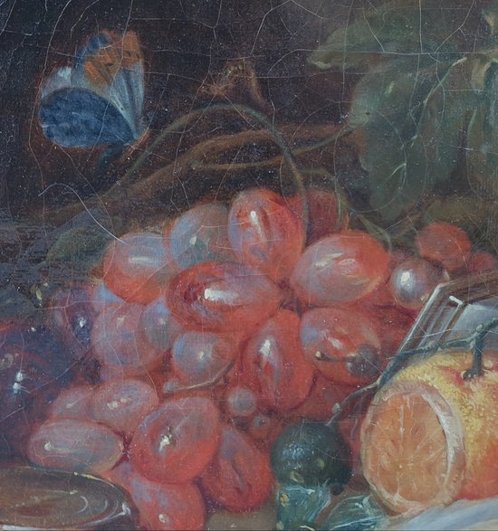 19th century French school - Still life with a compass, fruits and oysters