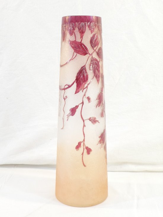 Large Vase LEGRAS ruby in frosted acid-etched glass ART NEW