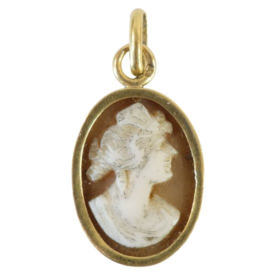 Pendentif En Or 18 Carat Camée De Jeune Femme