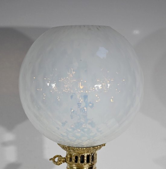Paire de Lampes en Opaline et Bronze – Fin XIXe