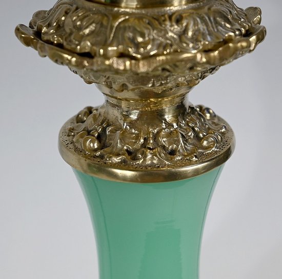 Paire de Lampes en Opaline et Bronze – Fin XIXe