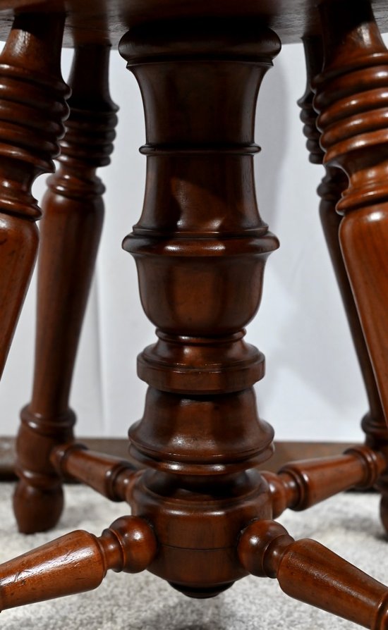 Solid Walnut Piano Stool - Late 19th century