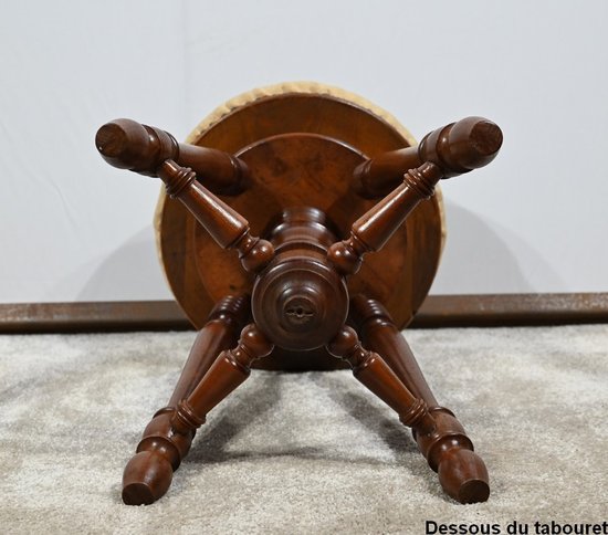 Solid Walnut Piano Stool - Late 19th century