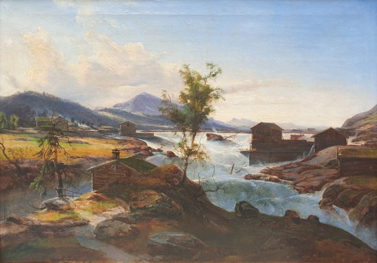 Scuola francese o svizzera del XIX secolo - Scena di alluvione