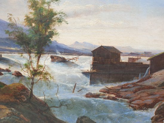 Scuola francese o svizzera del XIX secolo - Scena di alluvione