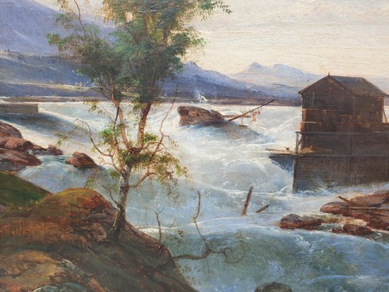 Scuola francese o svizzera del XIX secolo - Scena di alluvione