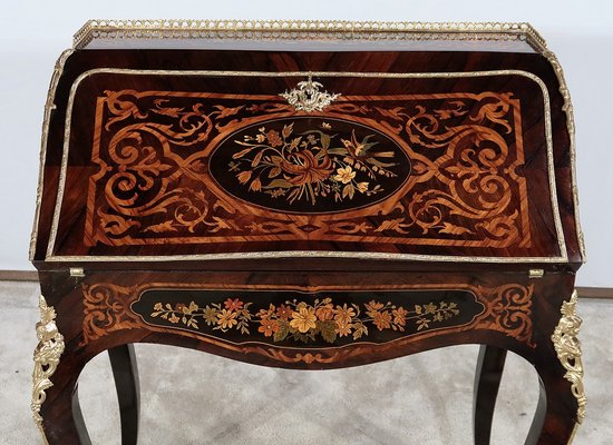 Scrivania inclinata in legno pregiato, periodo Napoleone III - metà del XIX secolo