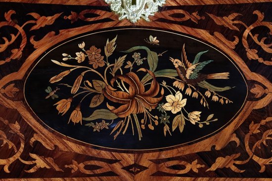 Scrivania inclinata in legno pregiato, periodo Napoleone III - metà del XIX secolo