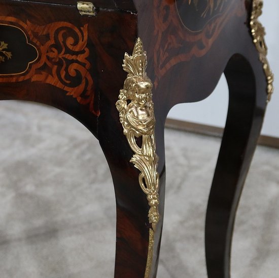 Scrivania inclinata in legno pregiato, periodo Napoleone III - metà del XIX secolo