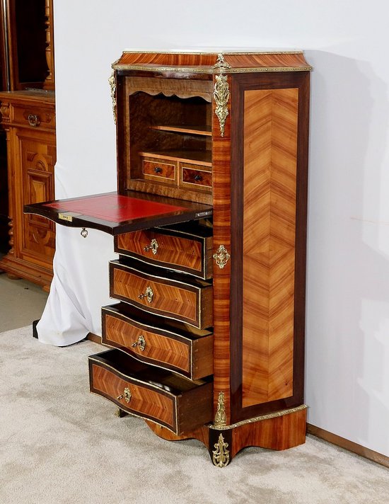 Segretario in legno pregiato, periodo Napoleone III - metà del XIX secolo
