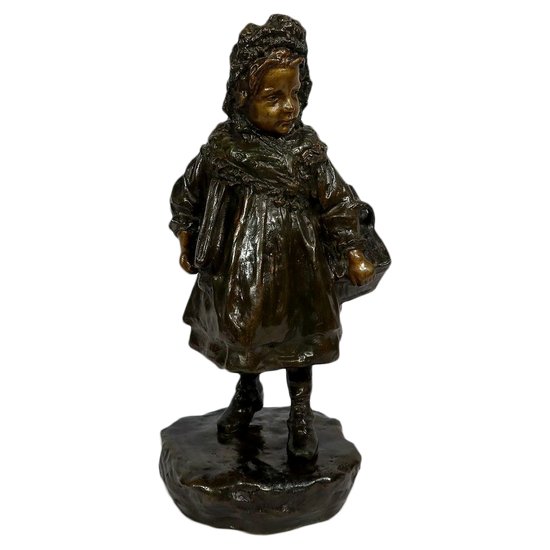 Bronzo "La scolaretta", di J. Cardona, dopo Pascau - Inizio XX secolo