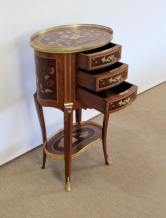  Table Chiffonnière , style Transition Louis XV / Louis XVI - Fin XIXe 