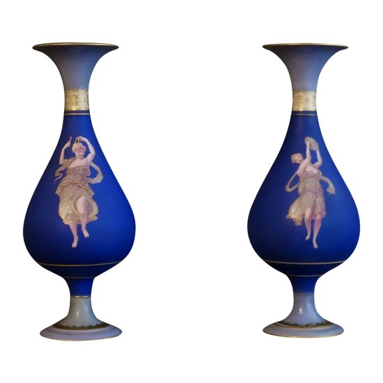 Pair Of Spindle Vases Porcelain Of Paris Early 19th Century