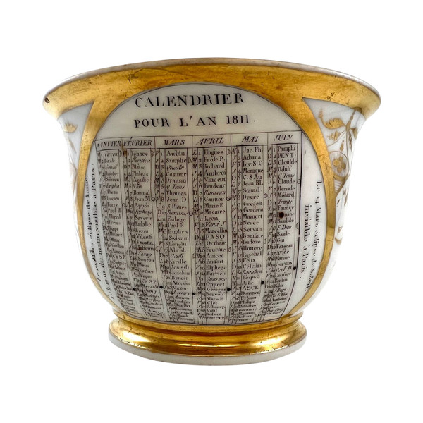 Alte Tasse mit Kalender von 1811 aus Pariser Porzellan Napoleon Empire