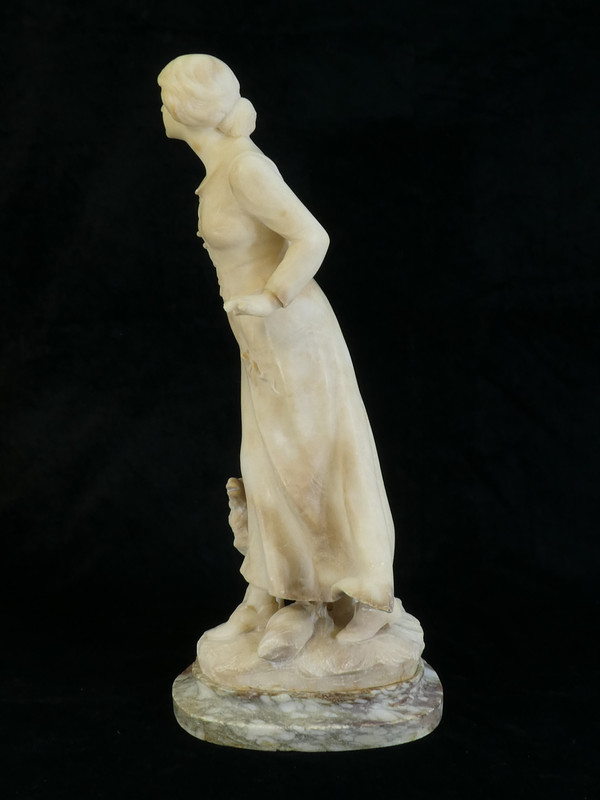 Statua in alabastro A. Del Perugia "La Bergere" XIX secolo