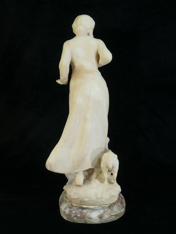 Statua in alabastro A. Del Perugia "La Bergere" XIX secolo