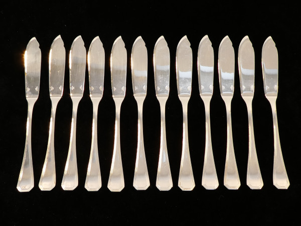 12 CHRISTOFLE ART DECO fish knives AMERICA model by Luc LANEL