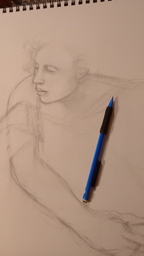 Grey pencil drawing/ Liberation of Saint Pierre