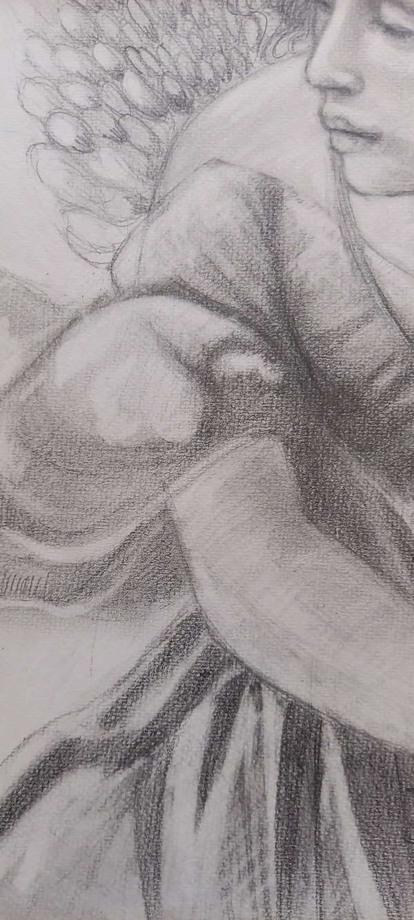 Grey pencil drawing/ Liberation of Saint Pierre