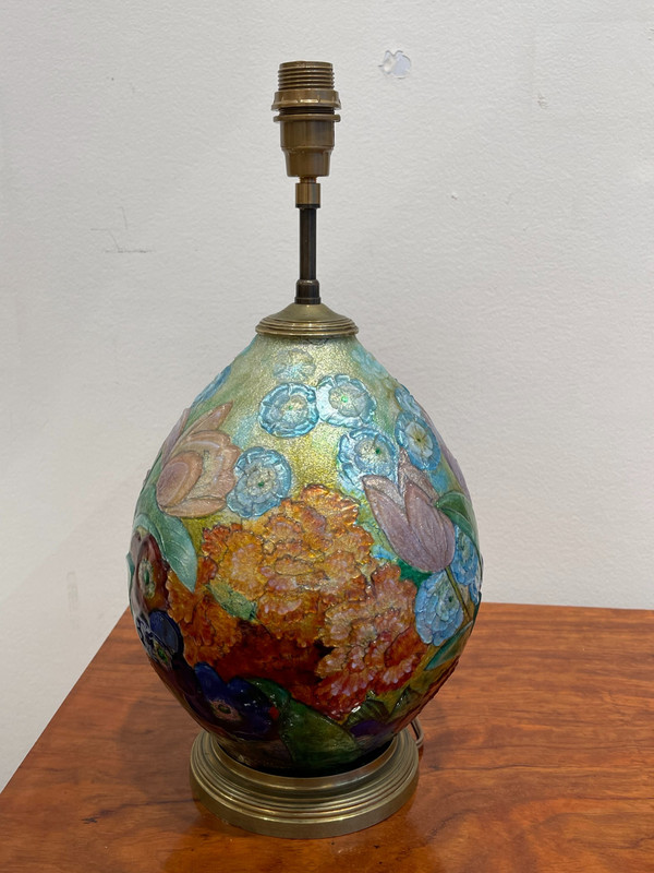 Camille FAURÉ (1874-1956), lampe de table émaillée