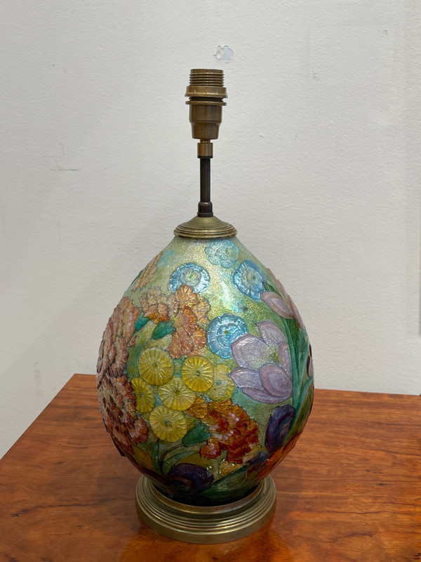 Camille FAURÉ (1874-1956), lampe de table émaillée