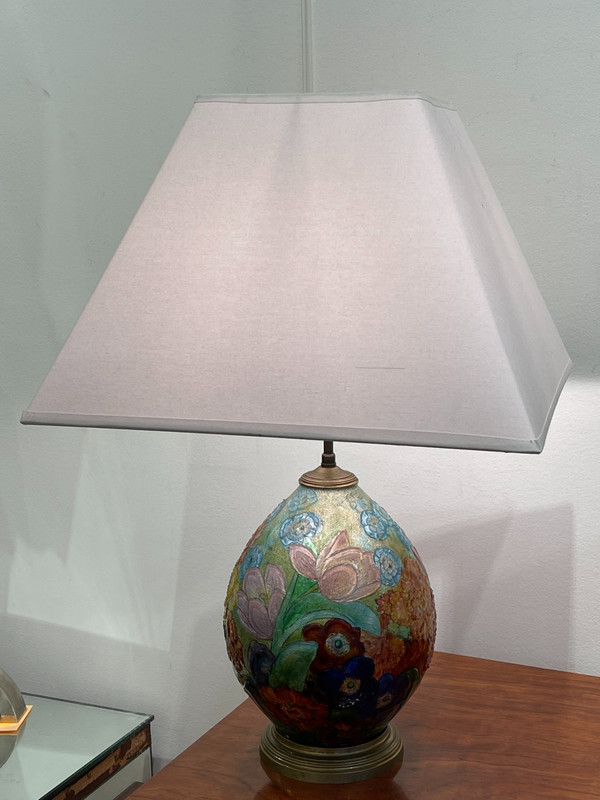 Camille FAURÉ (1874-1956), lampe de table émaillée