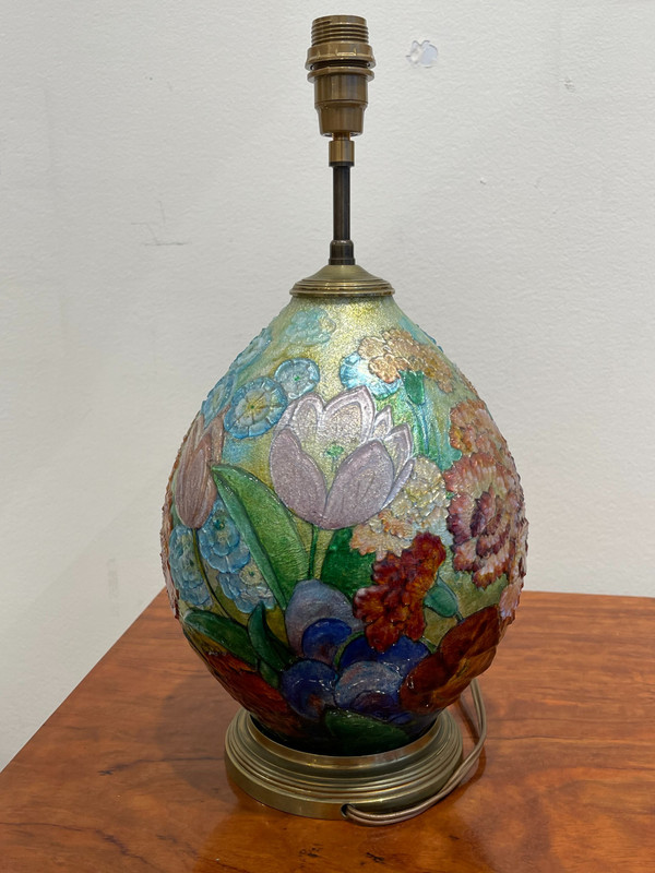 Camille FAURÉ (1874-1956), lampe de table émaillée