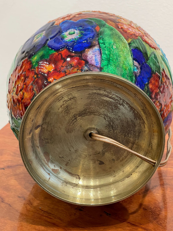 Camille FAURÉ (1874-1956), lampe de table émaillée