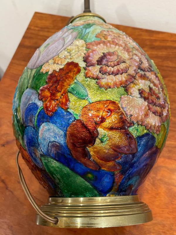 Camille FAURÉ (1874-1956), lampe de table émaillée