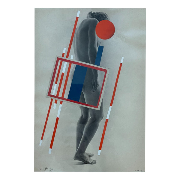 Camille Bryen - Constructivist collage on photographic nude by Rémy Duval
