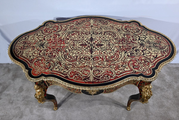 Table d’Apparat Violonée en Poirier Noirci, style Boulle, époque Napoléon III – Milieu XIXe