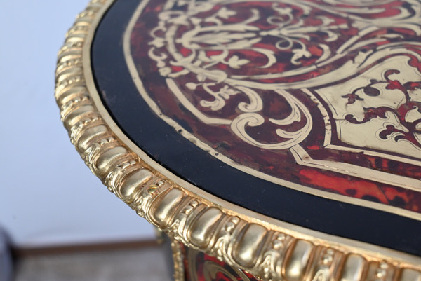 Table d’Apparat Violonée en Poirier Noirci, style Boulle, époque Napoléon III – Milieu XIXe