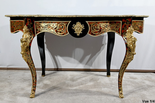 Table d’Apparat Violonée en Poirier Noirci, style Boulle, époque Napoléon III – Milieu XIXe