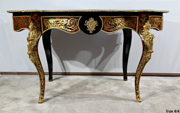 Table d’Apparat Violonée en Poirier Noirci, style Boulle, époque Napoléon III – Milieu XIXe
