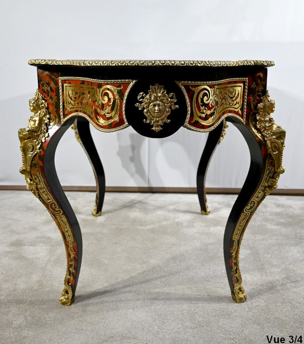 Table d’Apparat Violonée en Poirier Noirci, style Boulle, époque Napoléon III – Milieu XIXe