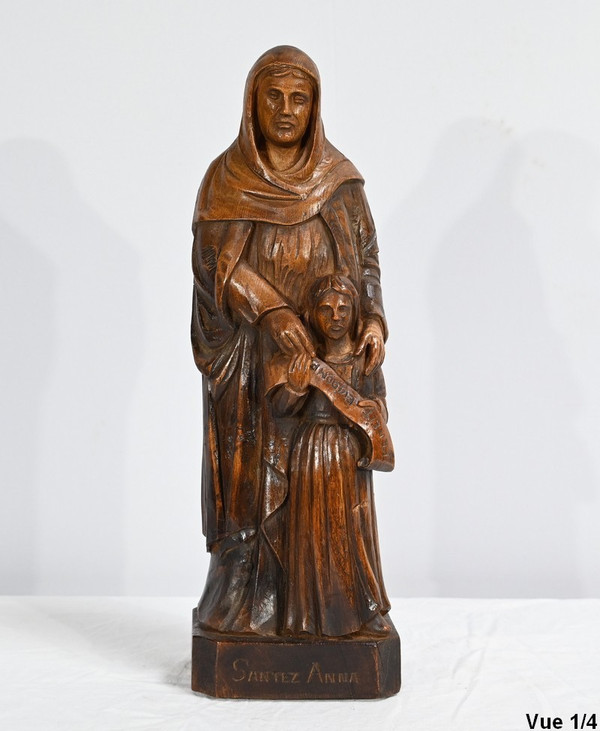 Statua di Sant'Anna in frassino, firmata E.Le Neuthier - Metà del XIX secolo