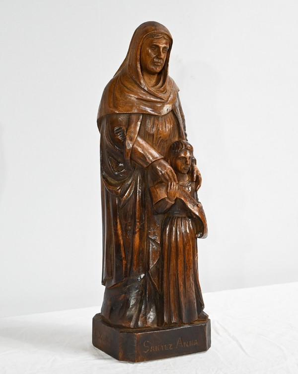 Statua di Sant'Anna in frassino, firmata E.Le Neuthier - Metà del XIX secolo