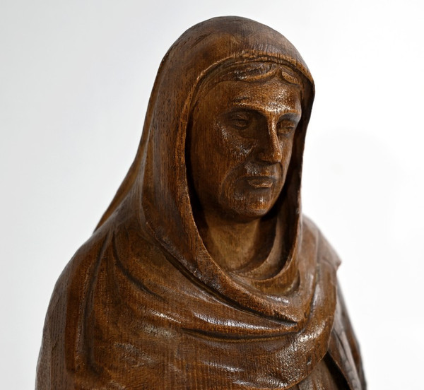 Statua di Sant'Anna in frassino, firmata E.Le Neuthier - Metà del XIX secolo