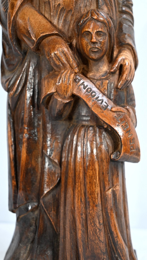 Statua di Sant'Anna in frassino, firmata E.Le Neuthier - Metà del XIX secolo