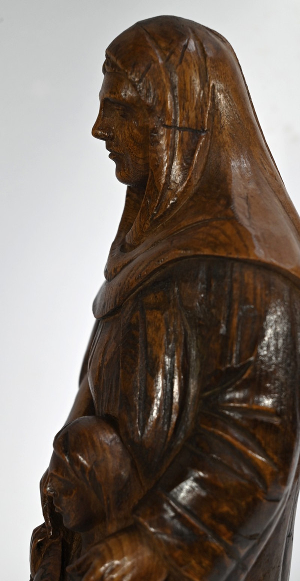Statua di Sant'Anna in frassino, firmata E.Le Neuthier - Metà del XIX secolo