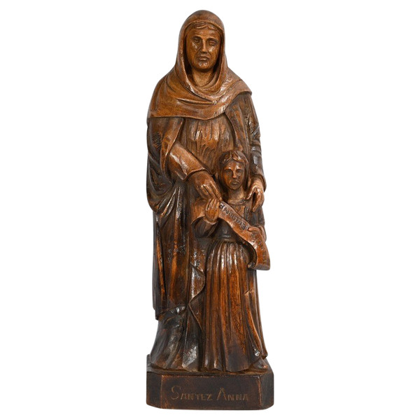 Statue de Sainte Anne en Frêne, signée E.Le Neuthier – Milieu XIXe