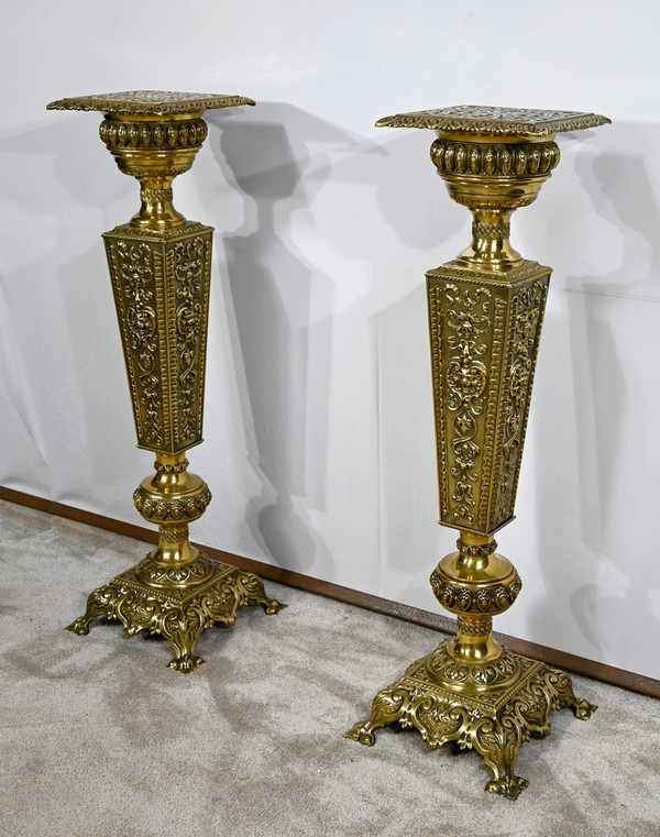 Coppia di foderi in ottone, gusto Luigi XVI, periodo Napoleone III - metà del XIX secolo