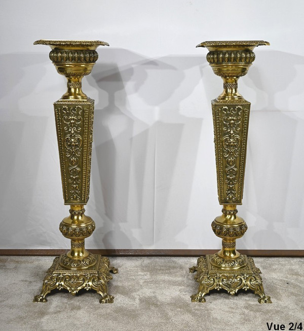 Coppia di foderi in ottone, gusto Luigi XVI, periodo Napoleone III - metà del XIX secolo