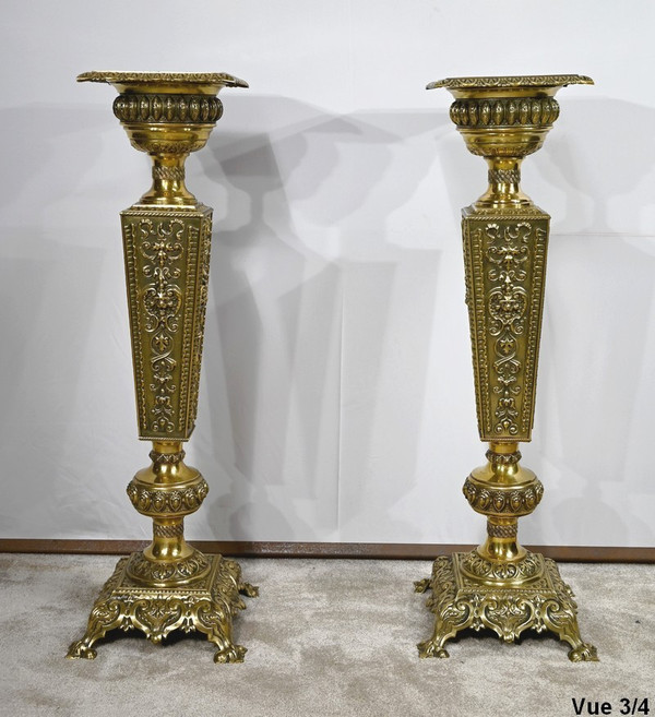 Coppia di foderi in ottone, gusto Luigi XVI, periodo Napoleone III - metà del XIX secolo