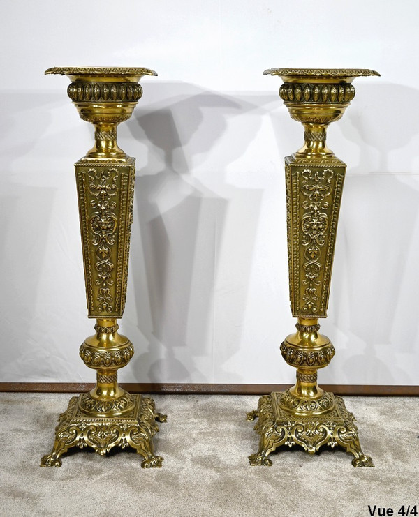 Coppia di foderi in ottone, gusto Luigi XVI, periodo Napoleone III - metà del XIX secolo