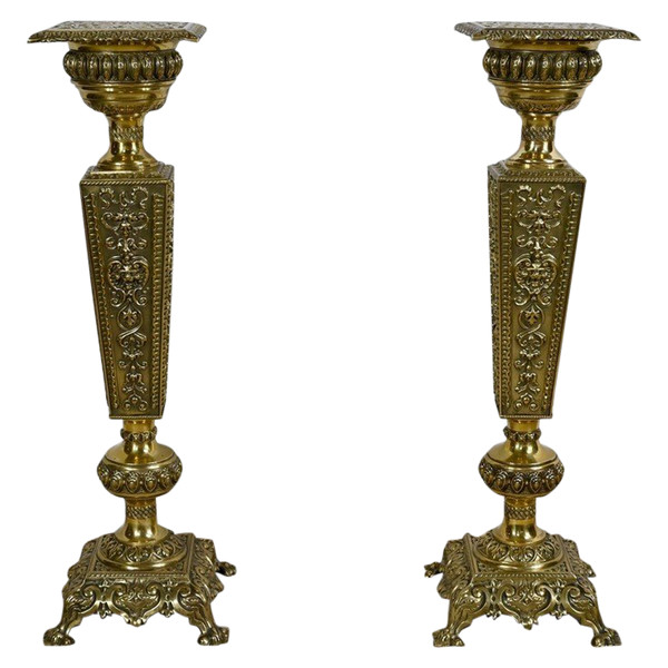 Coppia di foderi in ottone, gusto Luigi XVI, periodo Napoleone III - metà del XIX secolo